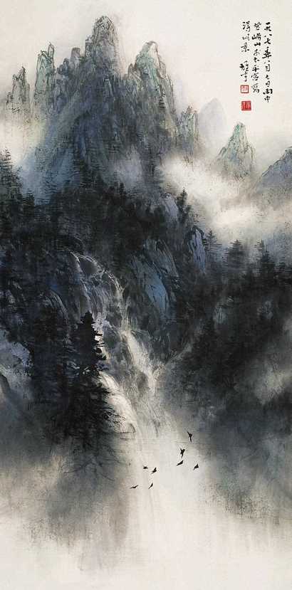 黎雄才 1987年作 山水 镜心